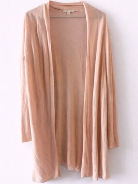 Cyrus Open Cardigan L Lightweight Long Sleeve Drape Front Pink Casual